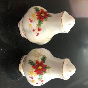 Royal Albert Salt and Pepper Shakers Poinsettia Pattern